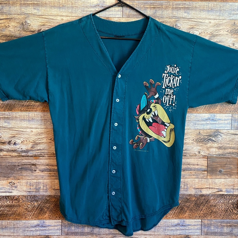 Tazmanian Devil Jersey Teal Tshirt Looney Tunes - Taz